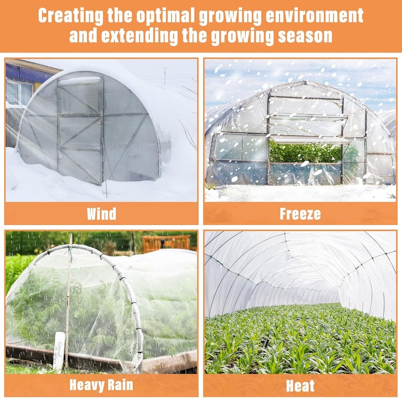 Legigo 10 X 50 Ft Clear Plastic Plant Covers Freeze Protection- 6 Mil Winter Greenhouse Plastic Sheeting for Frost Water Sun Wind Resistant, Plant Vegetable Blanket Covers for Cold Weather Garden Farm - Image 4
